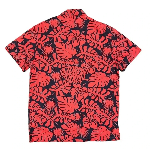 OVO October's Very Own Spellout Floral Red Hawaiian Button S/S Shirt Mens Small - Picture 3 of 8